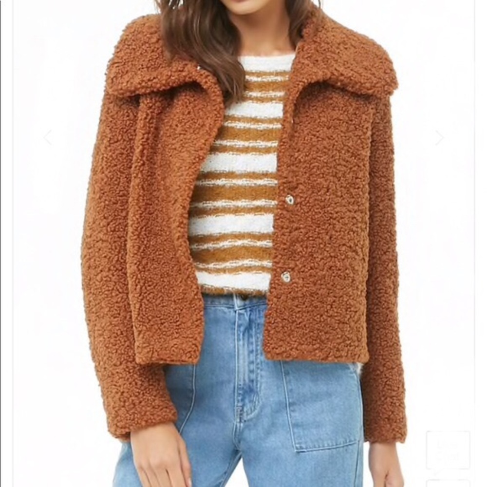 Forever 21 Teddy Coat Faux Fur Jacket LARGE